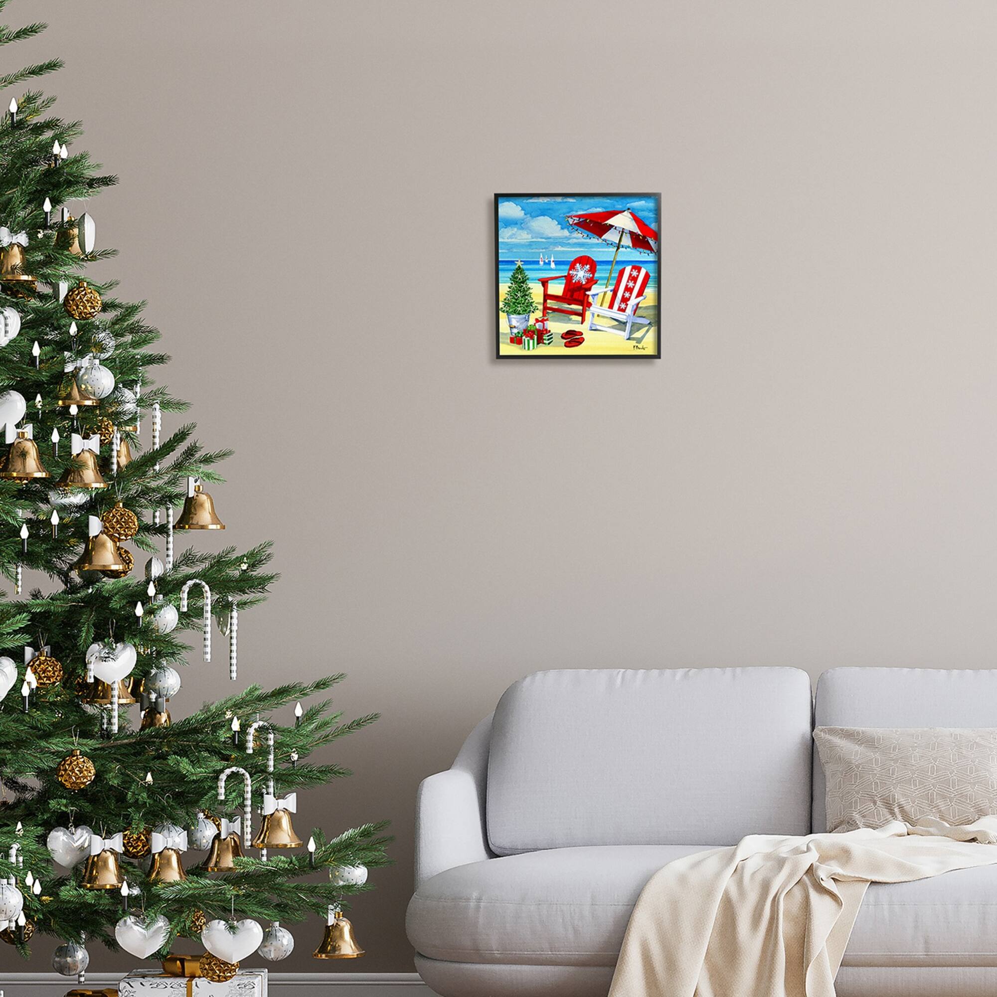 Stupell Industries Christmas Coastal Scene Framed Giclee Art